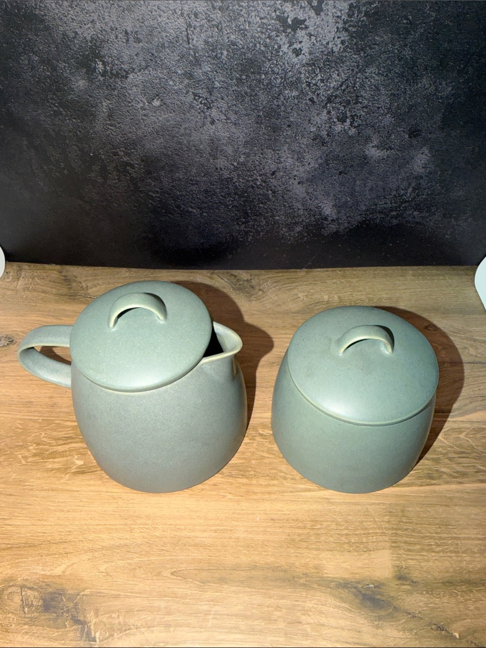 Matte Sage Green Linden Ceramic Teapot and Sugar Bowl Set
